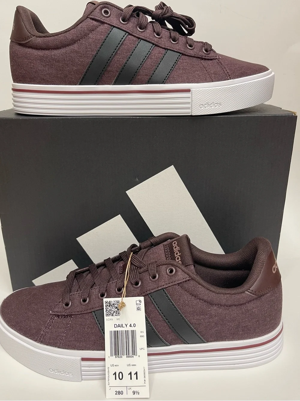 Adidas Daily 4.0 Canvas Sneakers Burgundy Brown IE0601 NWT